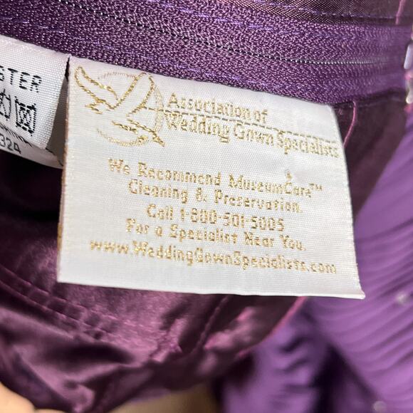 Aurora Formals Strapless Drop Waist Ruched Bodice Beaded Dress Gown Purple Fairy - Picture 4 of 8